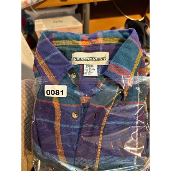 Plaid Button-Down Shirt By Prides Landing  Medium  100% Cotton  Multicolor - Picture 9 of 9